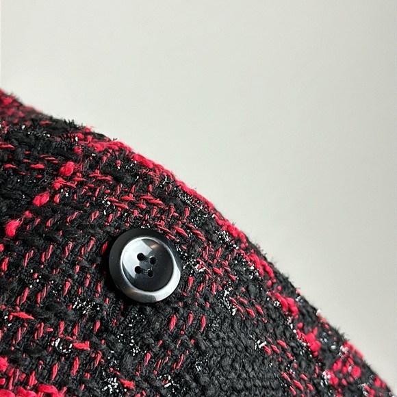 Lane Bryant Tweed Shimmer Blazer Plaid Jacket Boucle Red Size 26/28 - Picture 9 of 16